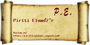 Piriti Elemér névjegykártya